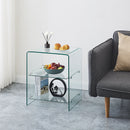 Tempered Clear Bent Glass Side Table Sofa Table, Multi Purpose Use, Premium Tempered Glass - Transparent by Unique Piece Furniture