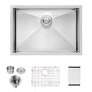28" Undermount Kitchen Sink With, 10" Deep, Single Bowl, Rounded Corners - Brushed Nickel by HouseOfZazla