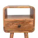 Solid Wood Mini Oak-ish Curve Nightstand, 1-Drawer, 1 Open-Slot