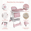 Adjustable Baby High Chair 0-6 Years – Portable Infant Feeding Seat (Pink) by HouseOfZazla