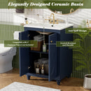 Bathroom Vanity With Ornate Elliptical Motif, Soft Close Hinges