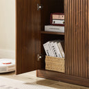 Fluted Sideboard Cabinet with 4-6 Doors and Wood-Grain Top