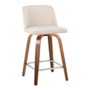 Toriano - Mid Century Modern Fixed Height Counter Stool With Swivel And Square Footrest (Set of 2) by HouseOfZazla