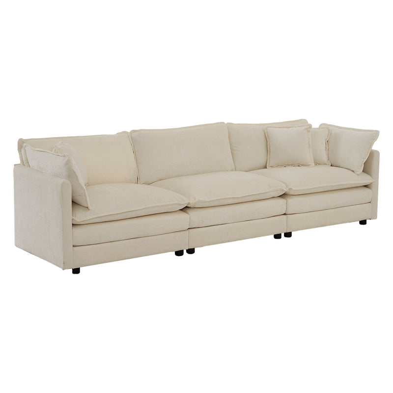 Walker Edison | Chenille Modular Cloud U-Shaped Sectional Sofa with Two Ottomans