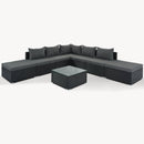 8-Pieces Outdoor Patio Furniture Sets, Garden Conversation Wicker Sofa Set, Single Sofa Combinable, Gray Cushions Black Wicker