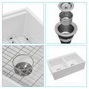 Farmhouse Sink Workstation 33" Ceramic Double Bowl Kitchen Sink With Ledges - White