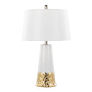 Penelope 22' Contemporary Ceramic Table Lamp with White & Gold Ceramic Body and White Shade