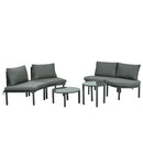 6 Piece Patio Set, Half Moon Outdoor Sectional Sofa With 2 High Low Coffee Tables, 4 Pillows & Cushions by HouseOfZazla