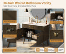 36" Luxury Striped Bathroom Vanity, Soft-Close Dual-Door Storage & Premium Ceramic Sink by HouseOfZazla