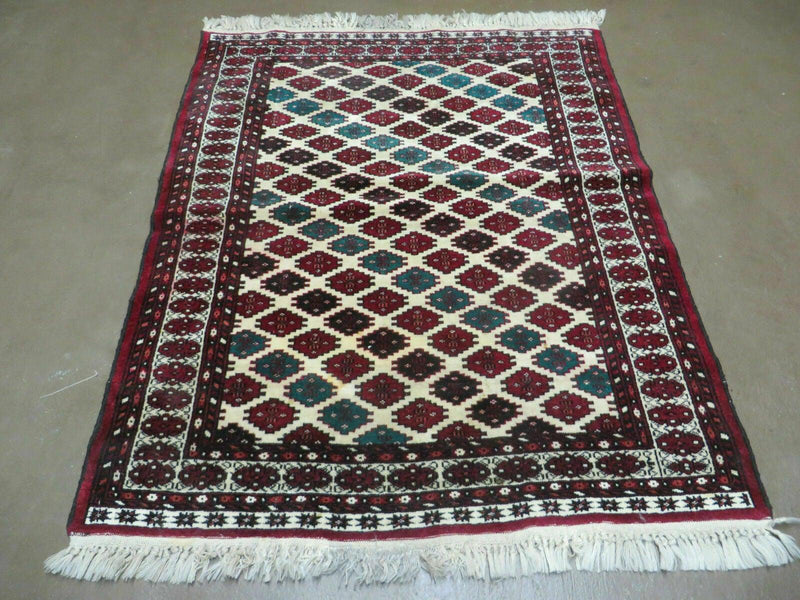 3' X 4' Vintage Handmade Pakistan Bokhara Turkoman Balouch Wool Rug Mat Nice