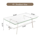 Rectangle Coffee Table, Tempered Glass Tabletop With Metal Legs, Modern Table For Living Room by HouseOfZazla