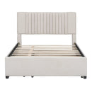 Upholstered Platform Bed With Drawers, Classic Headboard Design by HouseOfZazla