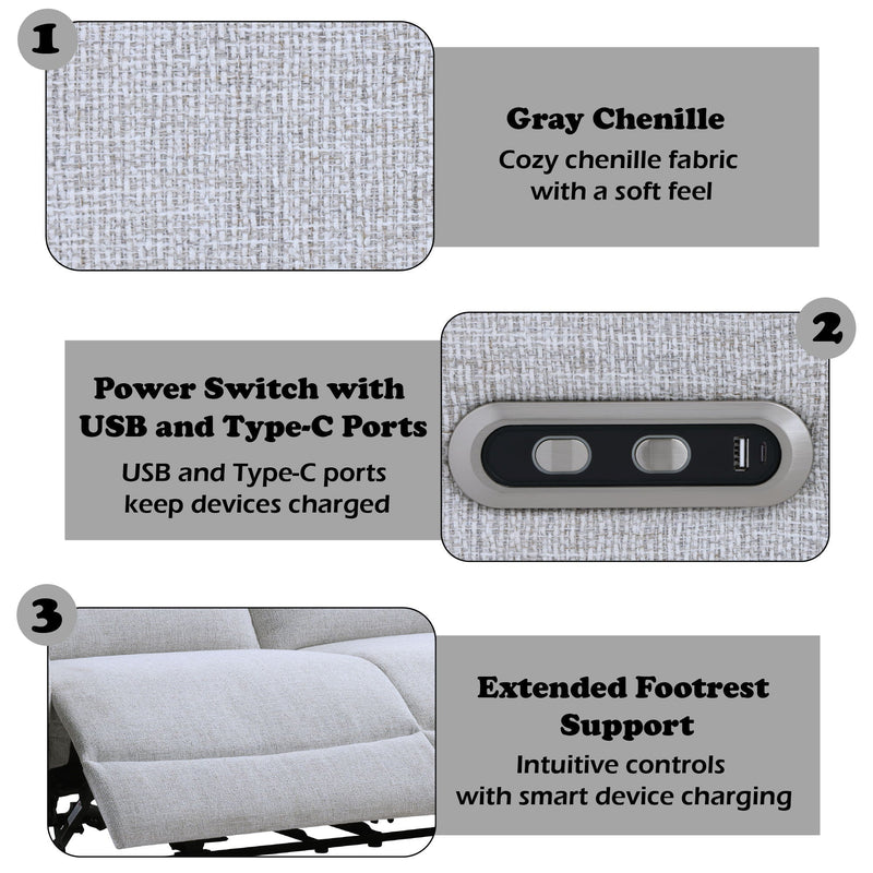 Eastre - Power Motion Sofa With USB Port - Gray, photo 2 of 4
