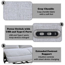 Eastre - Power Motion Sofa With USB Port - Gray