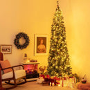 5/6/7/8/9 FT Pre-Lit Artificial Hinged Slim Pencil Christmas Tree by LJGDeals