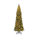 5/6/7/8/9 FT Pre-Lit Artificial Hinged Slim Pencil Christmas Tree by LJGDeals