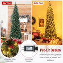 5/6/7/8/9 FT Pre-Lit Artificial Hinged Slim Pencil Christmas Tree by LJGDeals
