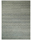 8x10, 9x12 and 10x14 Hand Knotted Blue, Beige and Camel Modern Contemporary Southwestern Tribal Trellis Recycled Silk Area Rug | OP13