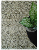 9x12 and 10x14 Hand Knotted Ivory, Beige and Brown  Modern Contemporary Southwestern Tribal Trellis Recycled Silk Area Rug | OP28