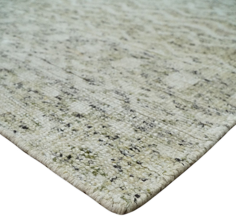 9x12 and 10x14 Hand Knotted Ivory, Beige and Brown  Modern Contemporary Southwestern Tribal Trellis Recycled Silk Area Rug | OP28