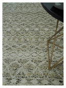 9x12 and 10x14 Hand Knotted Ivory, Beige and Brown  Modern Contemporary Southwestern Tribal Trellis Recycled Silk Area Rug | OP28