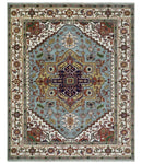 9x12 and Runner Traditional Mustard, Silver and Ivory Hand knotted wool Area Rug