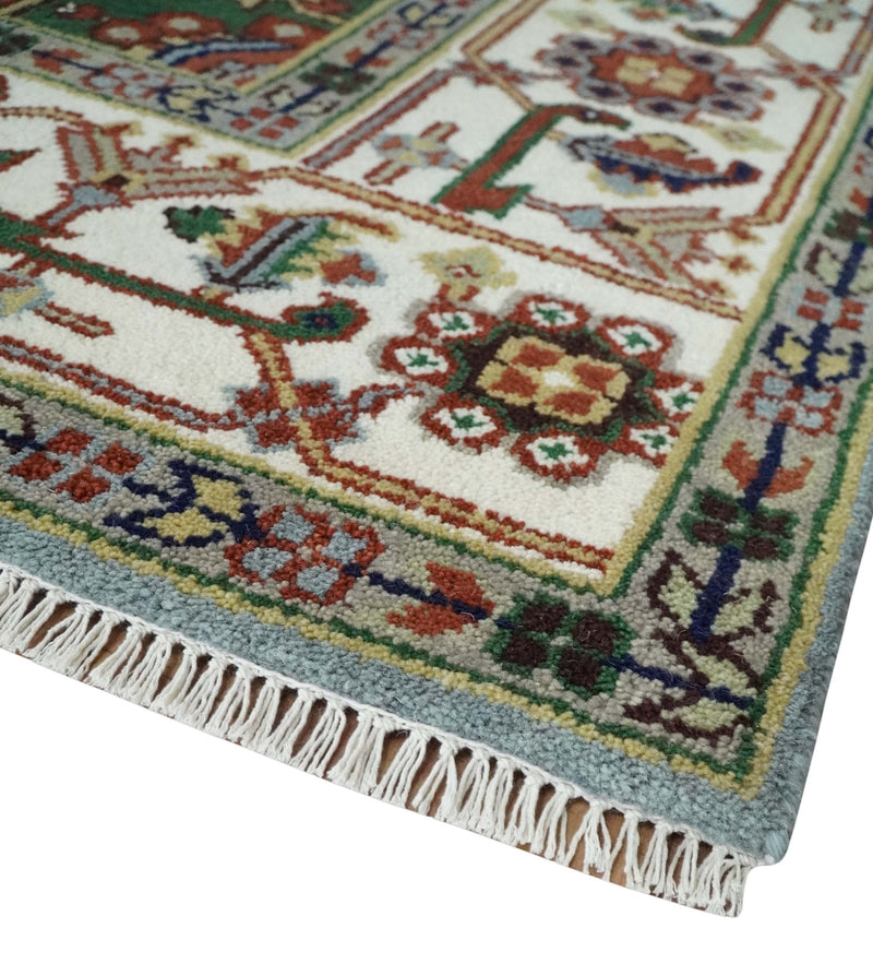 9x12 and Runner Traditional Mustard, Silver and Ivory Hand knotted wool Area Rug