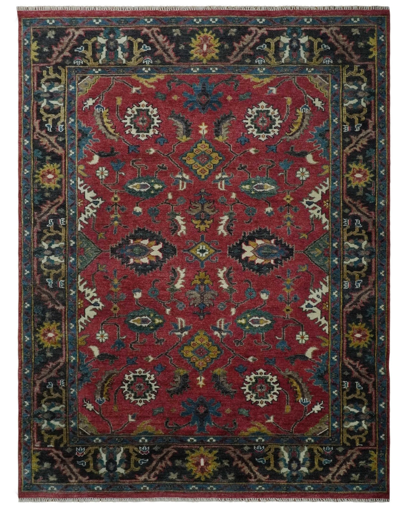 9x12 Antique Hand Knotted Rust and Charcoal Traditional Oushak Wool Area Rug | TRDCP1371912