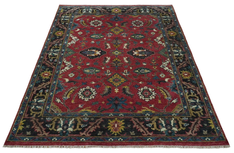 9x12 Antique Hand Knotted Rust and Charcoal Traditional Oushak Wool Area Rug | TRDCP1371912