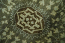 9x12 Antique Style Hand Knotted Green and Silver Medallion Pattern Wool Area Rug