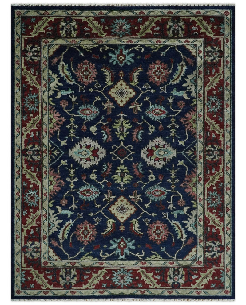 9x12 Blue, Beige and Rust Traditional Persian Oushak Wool Rug | TRDCP1086912S