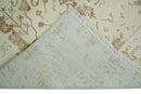 Beige and Brown Vintage Traditional Persian Hand Knotted Wool Silk Area Rug 9x12