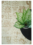 9x12 Fine Hand Knotted Beige and Brown Traditional Vintage Persian Style Antique Wool and Silk Rug | AGR46