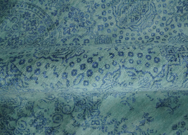 9x12 Fine Hand Knotted Blue and Teal Traditional Vintage Persian Style Antique Wool Rug | AGR33