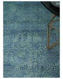 9x12 Fine Hand Knotted Blue and Teal Traditional Vintage Persian Style Antique Wool Rug | AGR33