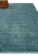 9x12 Fine Hand Knotted Blue and Teal Traditional Vintage Persian Style Antique Wool Rug | AGR33