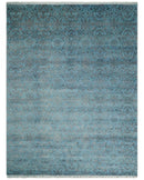 9x12 Fine Hand Knotted Blue and Brown Traditional Vintage Persian Wool and Silk Area Rug | AGR32