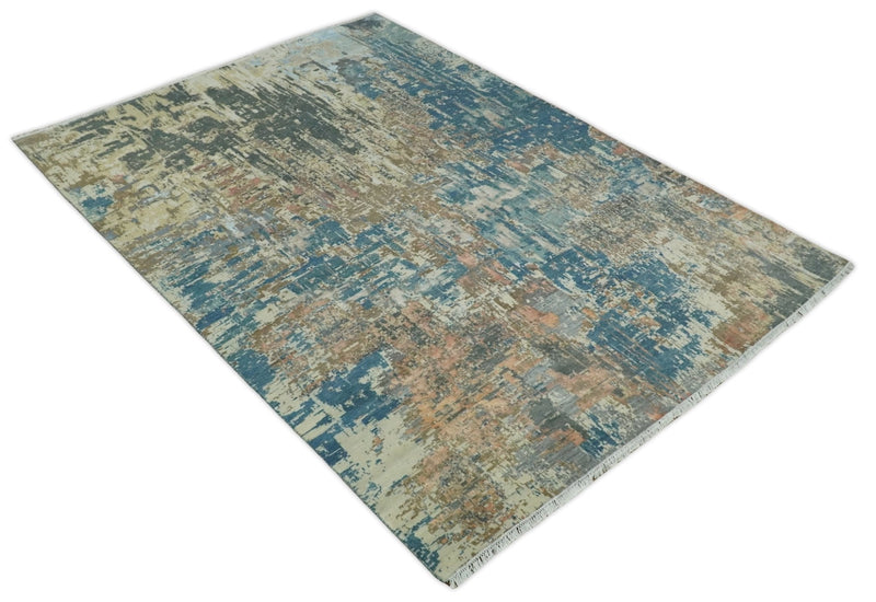 9x12 Fine Hand Knotted Brown Multicolor Modern Abstract Wool Area Rug | AGR34