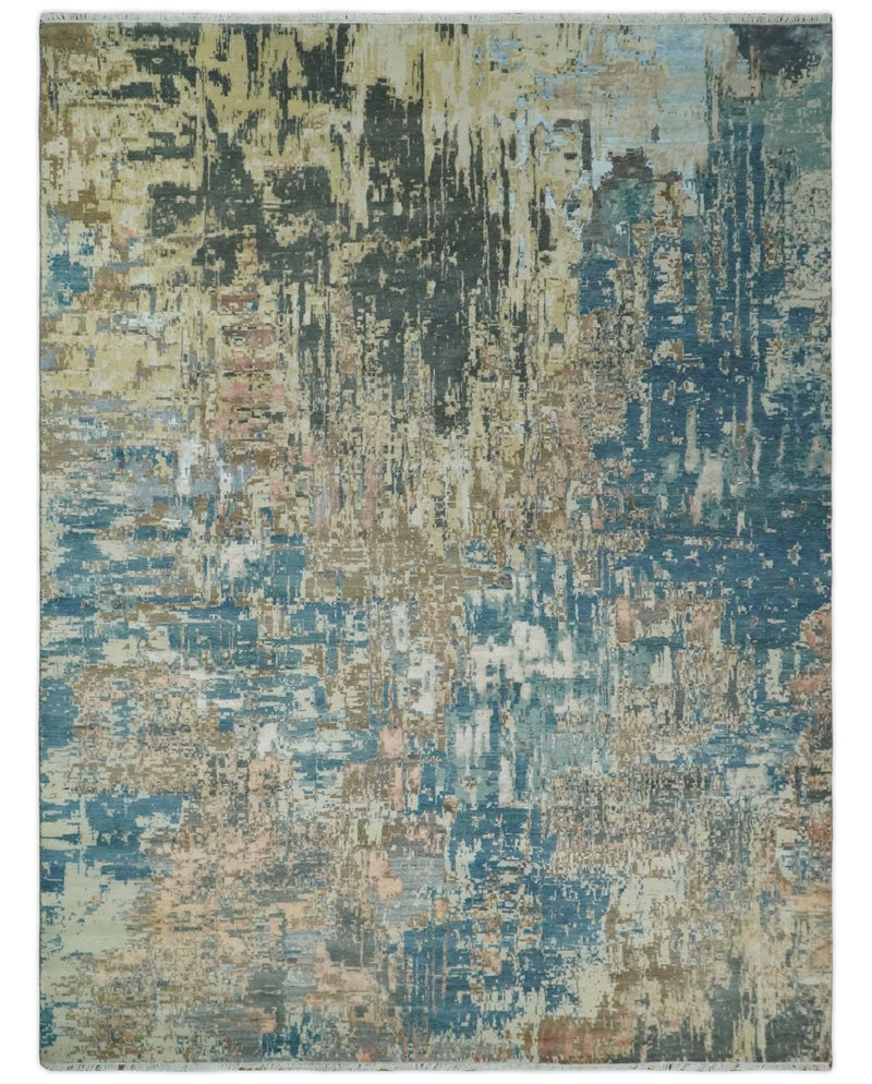 9x12 Fine Hand Knotted Brown Multicolor Modern Abstract Wool Area Rug | AGR34