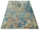 9x12 Fine Hand Knotted Brown Multicolor Modern Abstract Wool Area Rug | AGR34