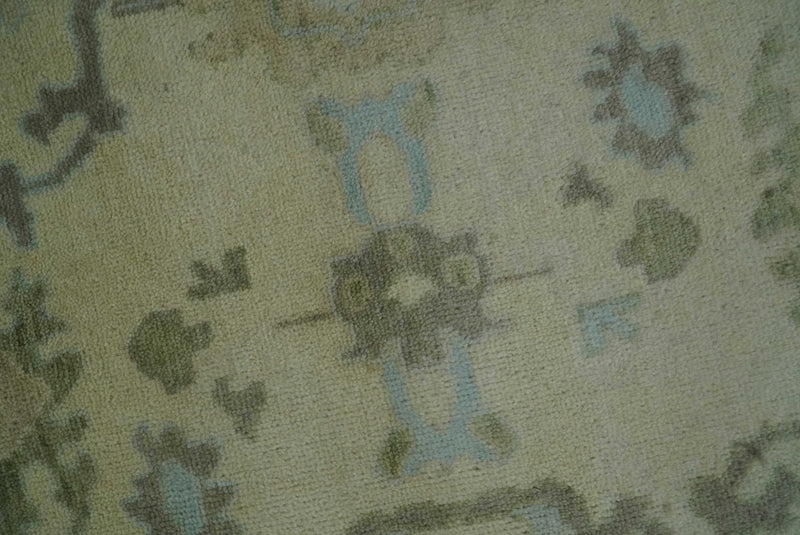 9x12 Hand Knotted Antique Style Beige and Silver Traditional Wool Rug