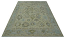 9x12 Hand Knotted Antique Style Beige and Silver Traditional Wool Rug