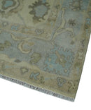 9x12 Hand Knotted Antique Style Beige and Silver Traditional Wool Rug