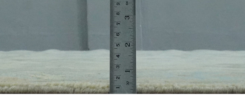 9x12 Hand Knotted Antique Style Beige and Silver Traditional Wool Rug