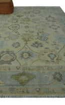 9x12 Hand Knotted Antique Style Beige and Silver Traditional Wool Rug