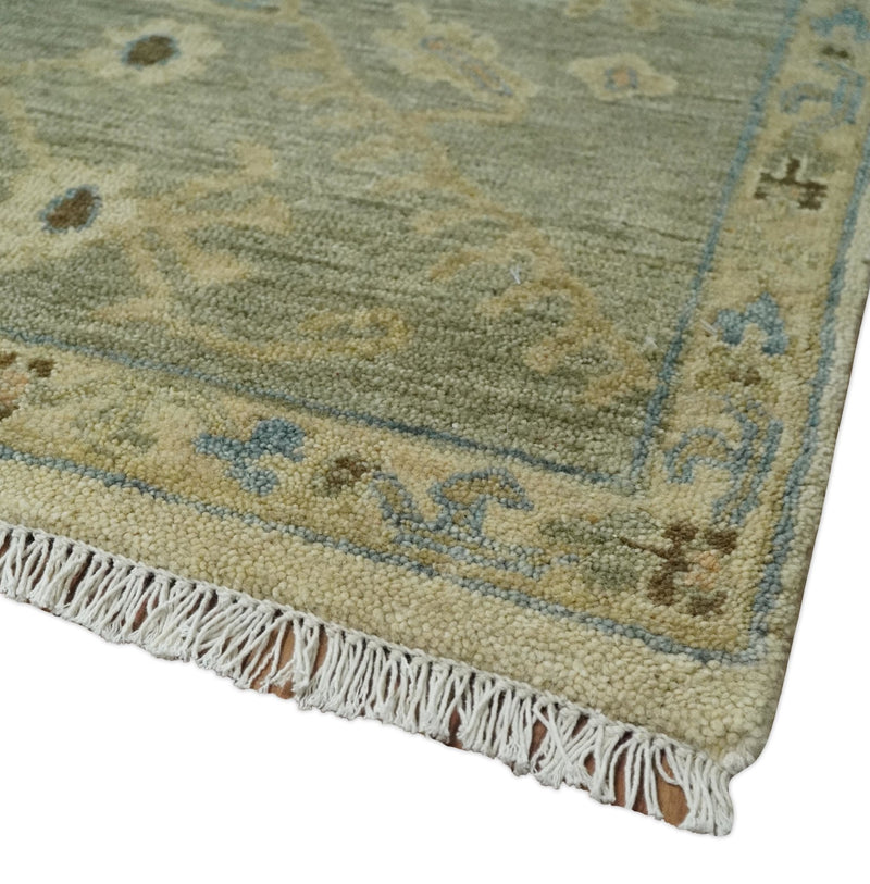 9x12 Hand Knotted Beige and Blue Traditional Vintage Persian Style Antique Wool Rug | TRDCP818