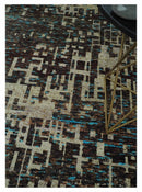 9x12 Hand Knotted Beige and Brown Modern Abstract Contemporary Recycled Silk Area Rug | OP36