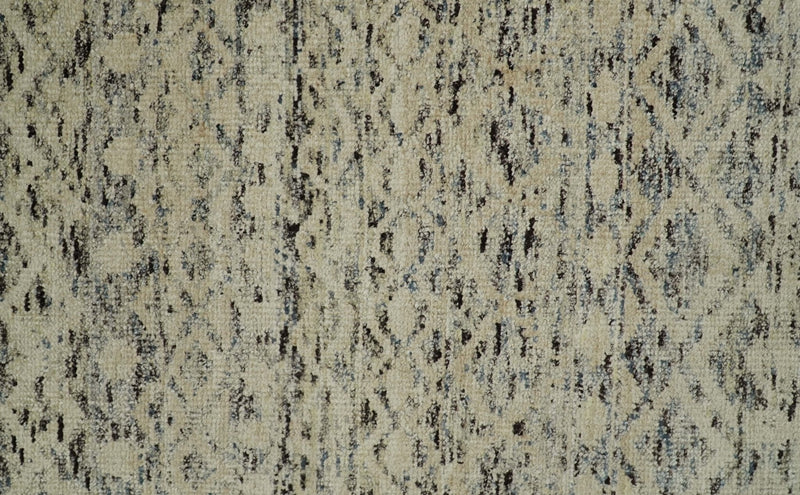 9x12 Hand Knotted Beige and Brown  Modern Contemporary Southwestern Tribal Trellis Recycled Silk Area Rug | OP18