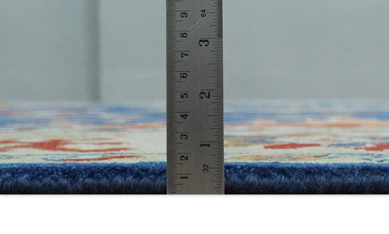 9x12 Hand Knotted Blue and Beige Colorful Oushak Wool Area Rug