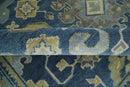 9x12 Hand Knotted Blue and Beige Traditional Oushak Wool Area Rug